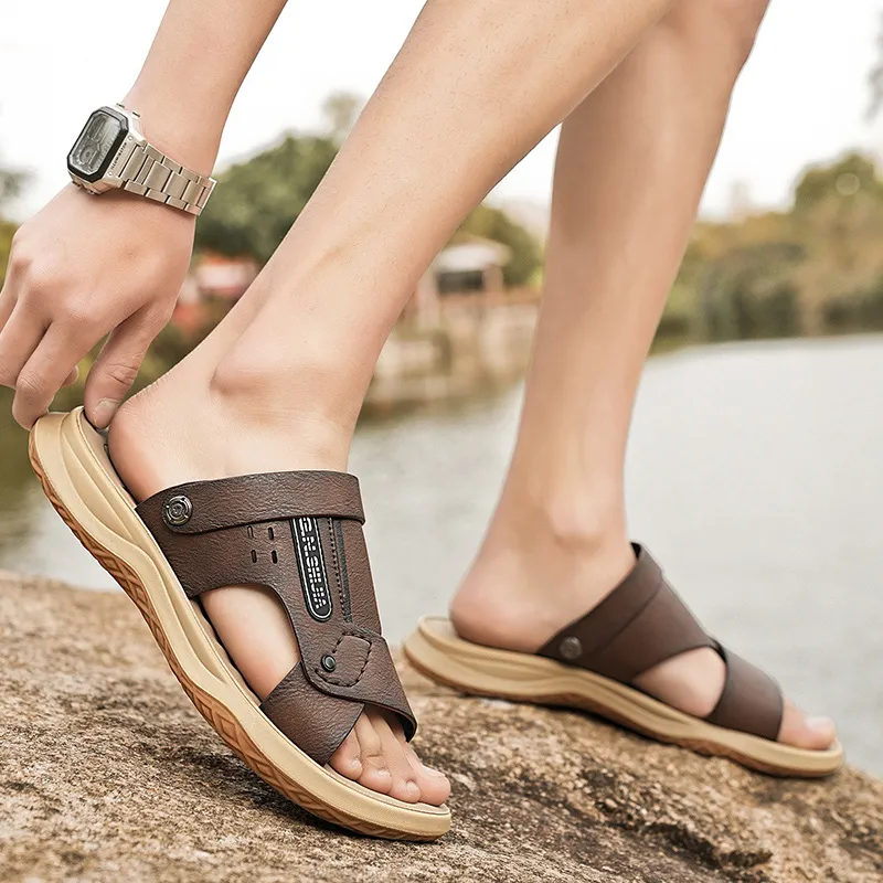 G.N.SHIJIA Beach Sandals Men Black/Dark Brown-15