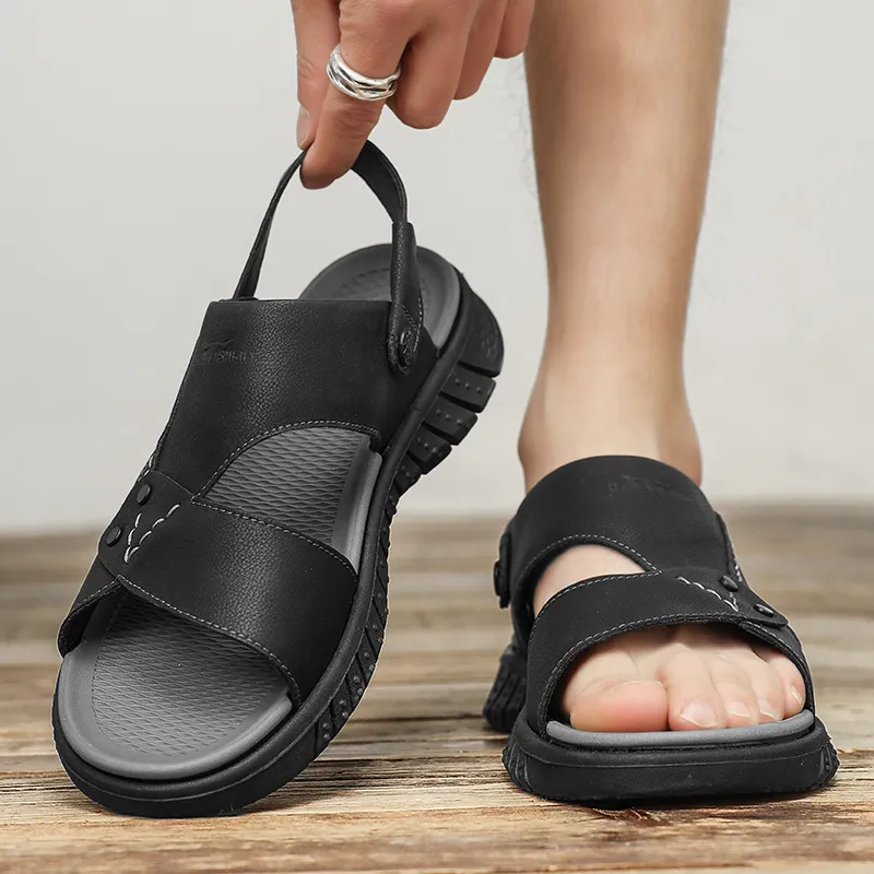 G.N.SHIJIA Beach Sandals Men Black/Khaki-4