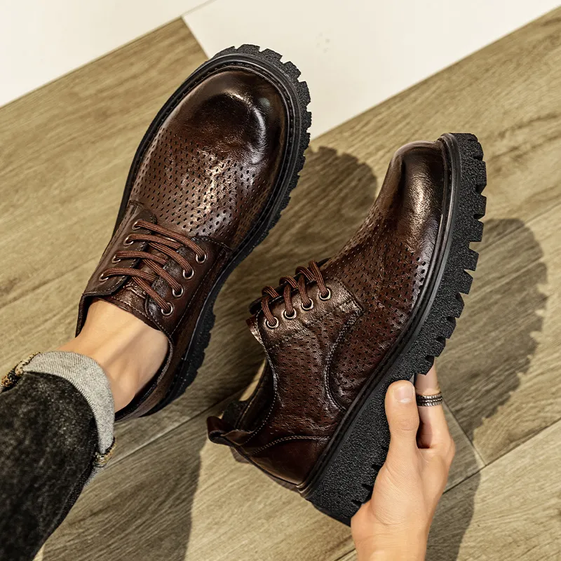 G.N.SHIJIA Dress Shoes Men Low Top Black/Brown-18
