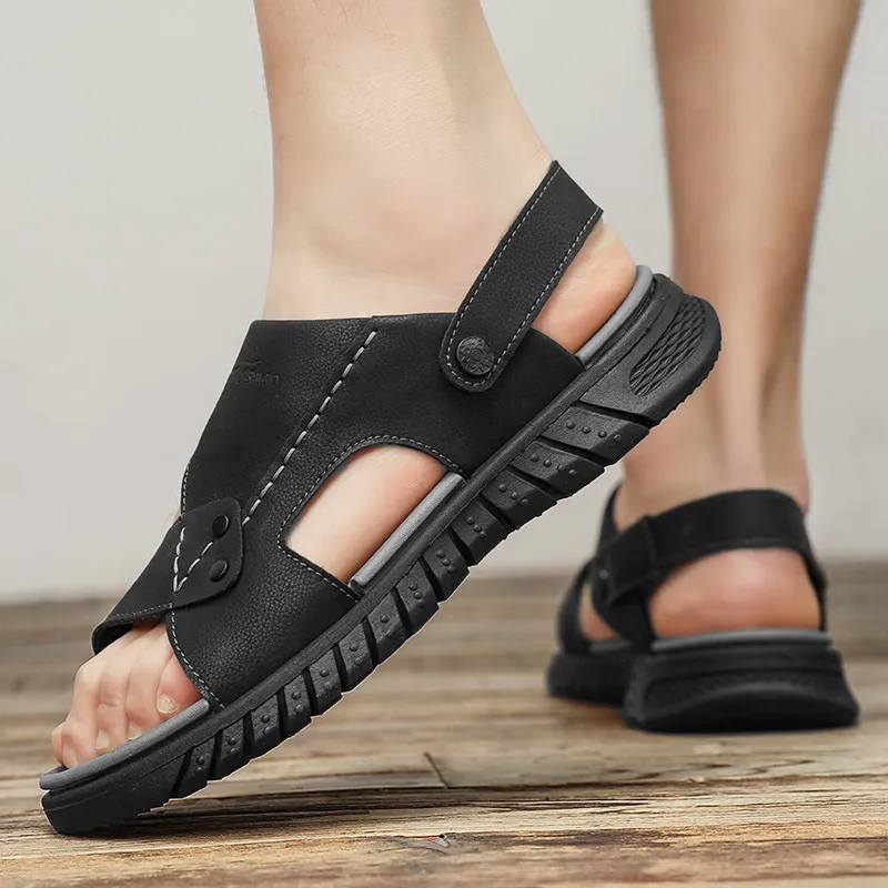 G.N.SHIJIA Beach Sandals Men Black/Khaki-5