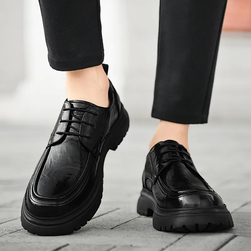 G.N.SHIJIA Dress Shoes Men Low Top Black/Brown-7