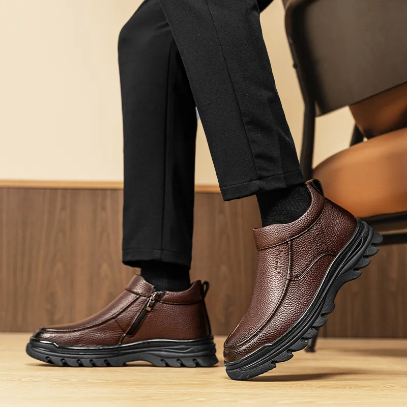 G.N.SHIJIA Men's Casual Shoes Men Mid Top Black/Brown-7