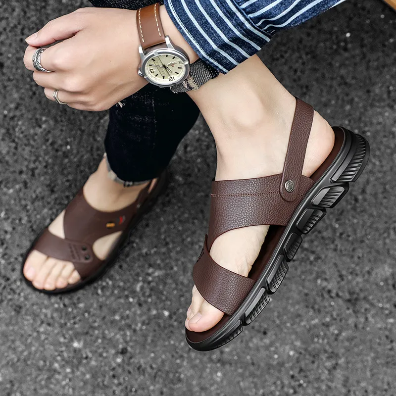G.N.SHIJIA Beach Sandals Men Black/Brown-12