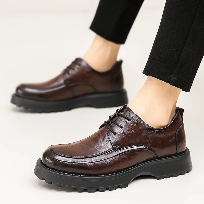 G.N.SHIJIA Men's Casual Shoes Men Low Top Black/Brown-19