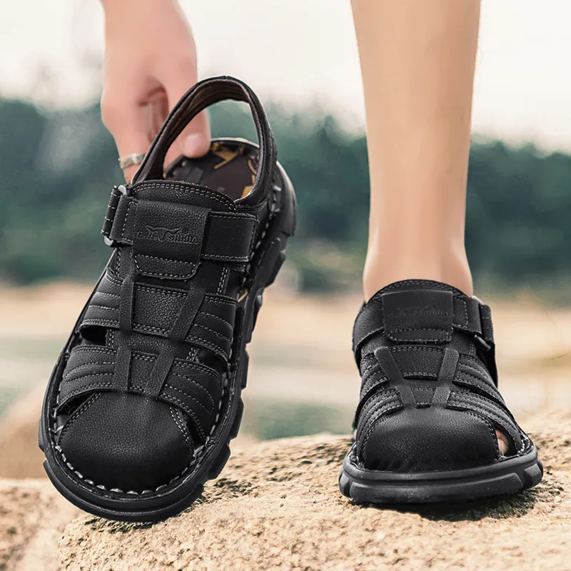 G.N.SHIJIA Beach Sandals Men Black/Light Brown-5