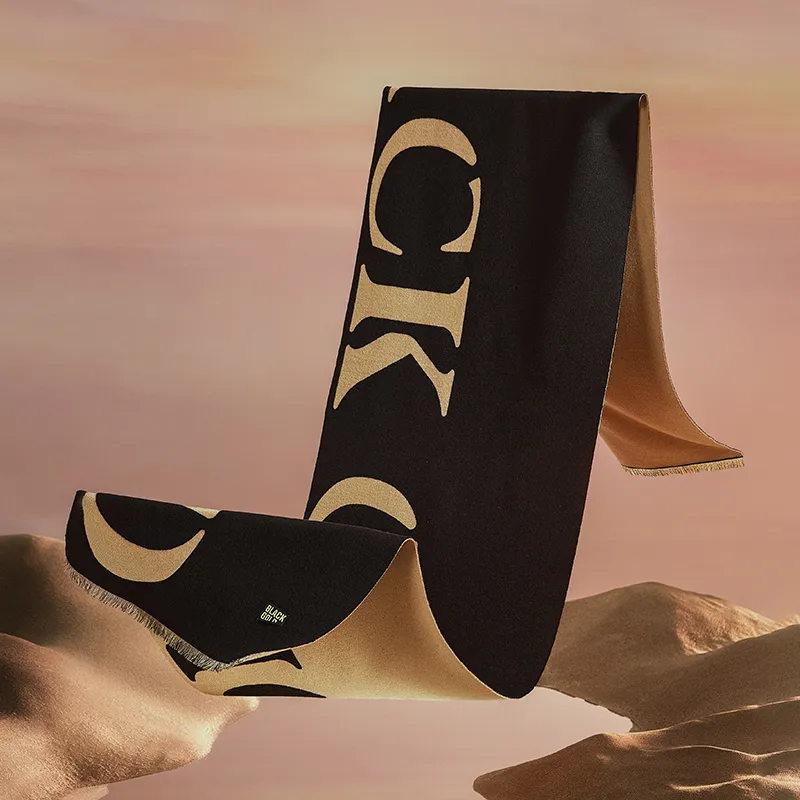 GOLDFARM Knit Scarves Unisex Black-1