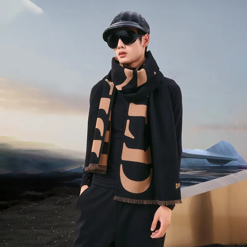 GOLDFARM Knit Scarves Unisex Black-5