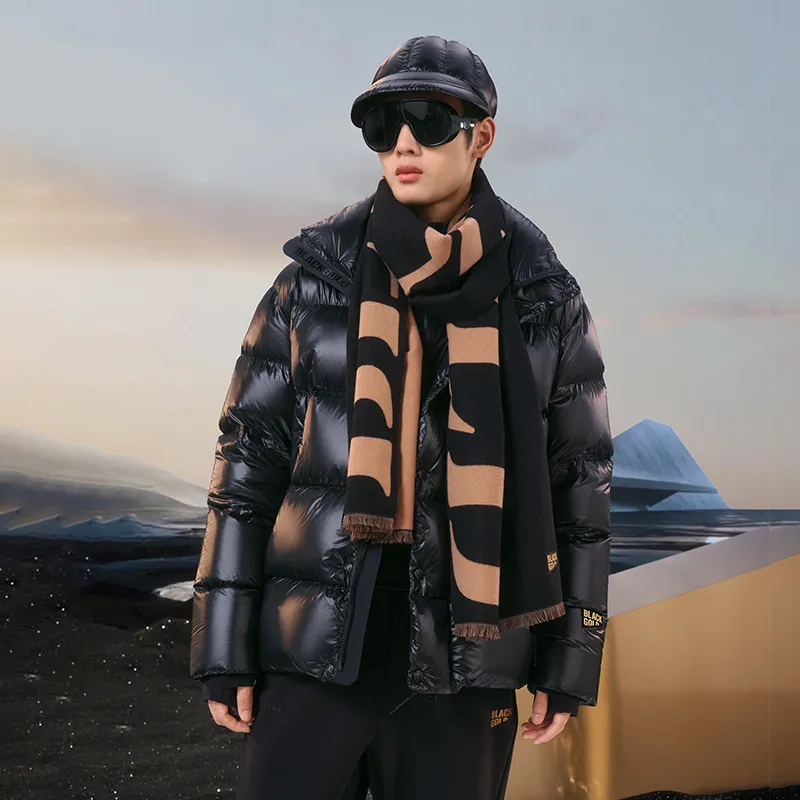 GOLDFARM Knit Scarves Unisex Black-4