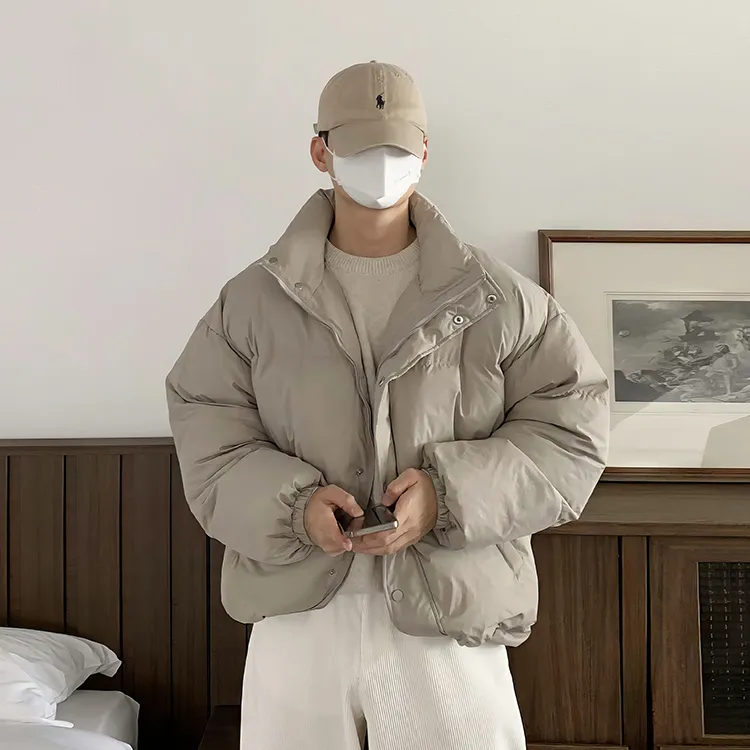 I'm David Puffer Jacket Unisex Light Khaki-4