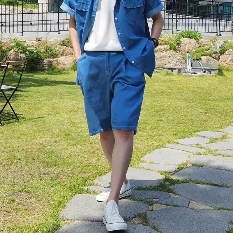 I'm David Denim Shorts Unisex Blue-3