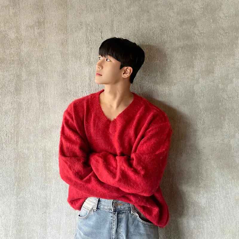 I'm David Knitwear Unisex Red-3