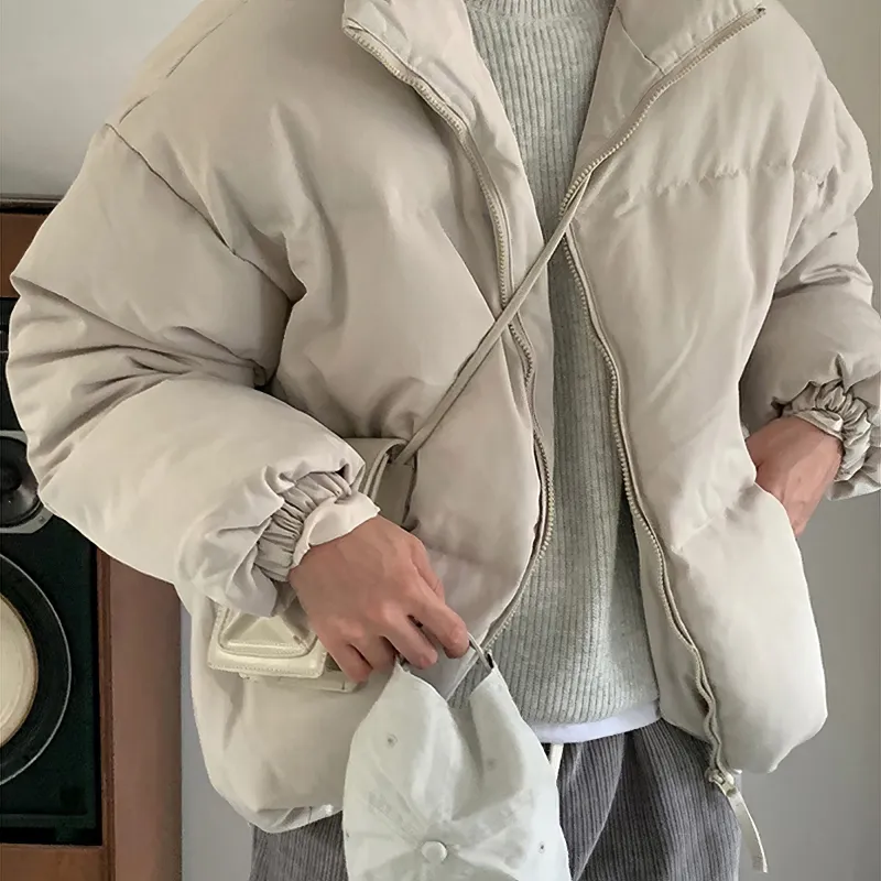 I'm David Puffer Jacket Coat Unisex Ecru-6