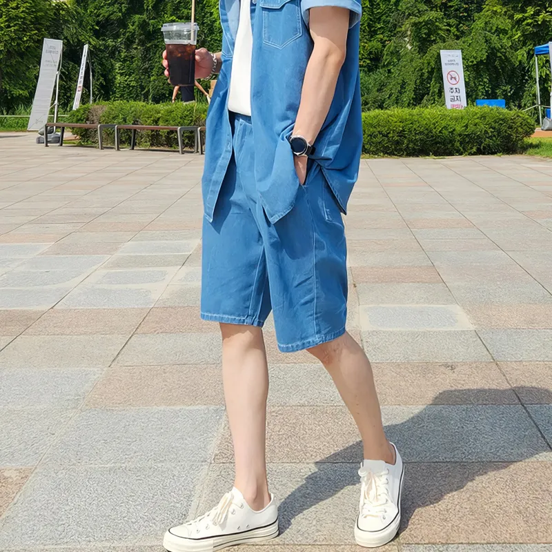 I'm David Denim Shorts Unisex Blue-6
