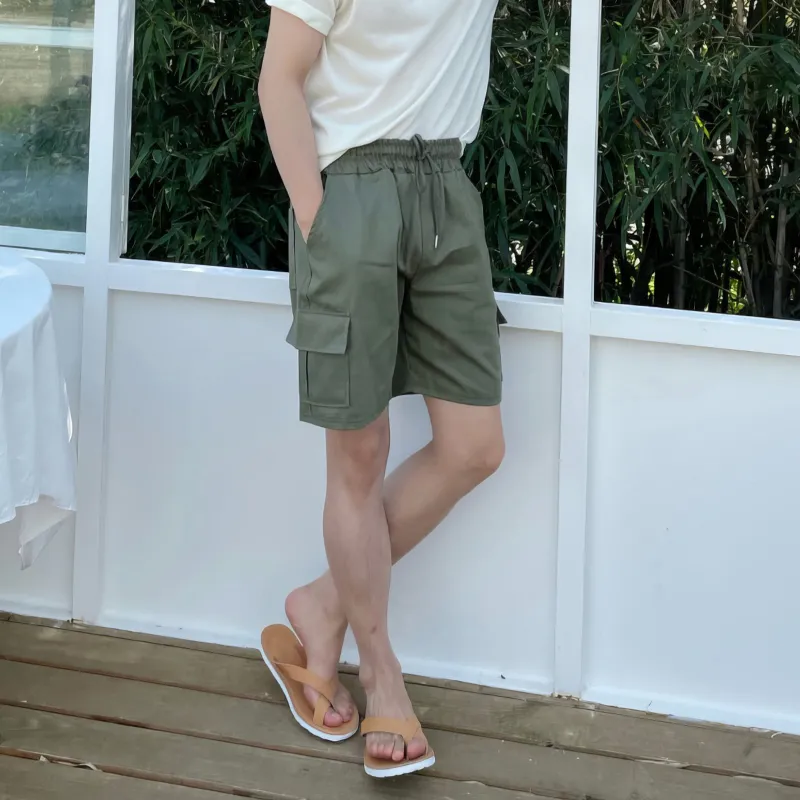 I'm David Cargo Shorts Unisex Army Green-4