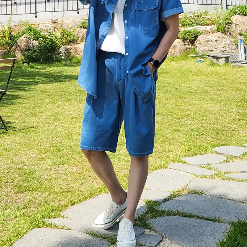 I'm David Denim Shorts Unisex Blue-4