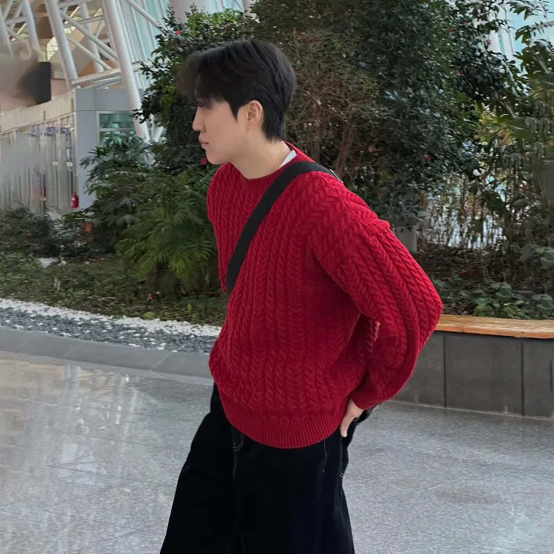 I'm David Knitwear Unisex Burgundy-5