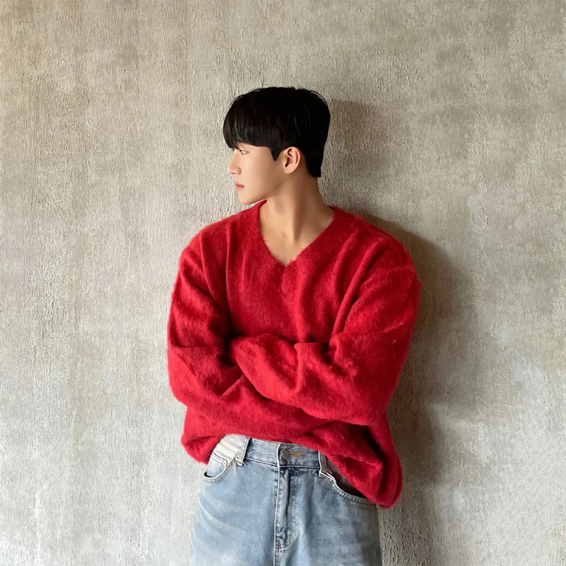 I'm David Knitwear Unisex Red-4