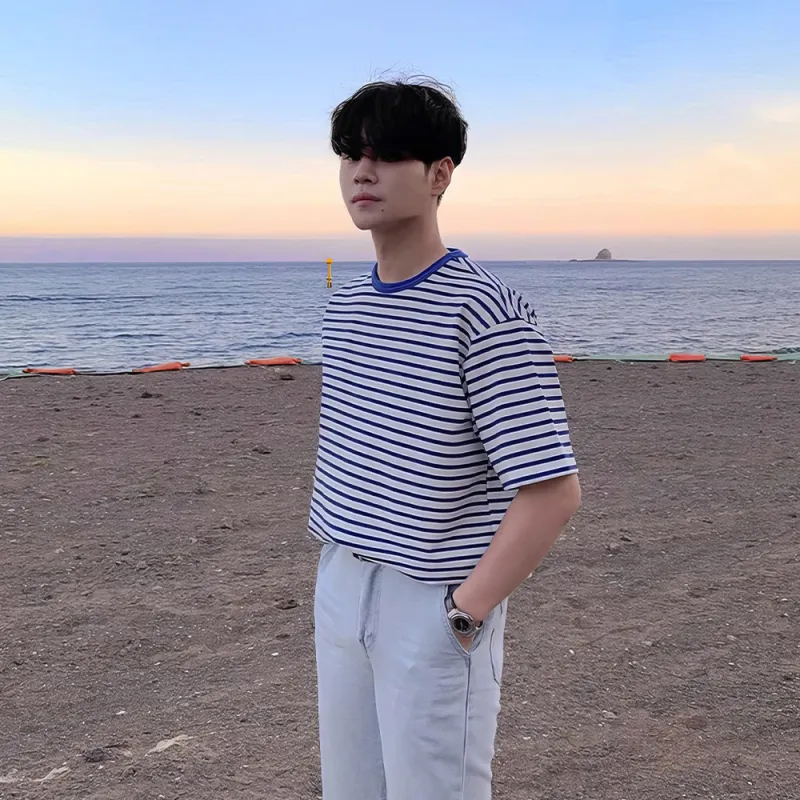 I'm David T Shirt Men's Blue Stripes-5