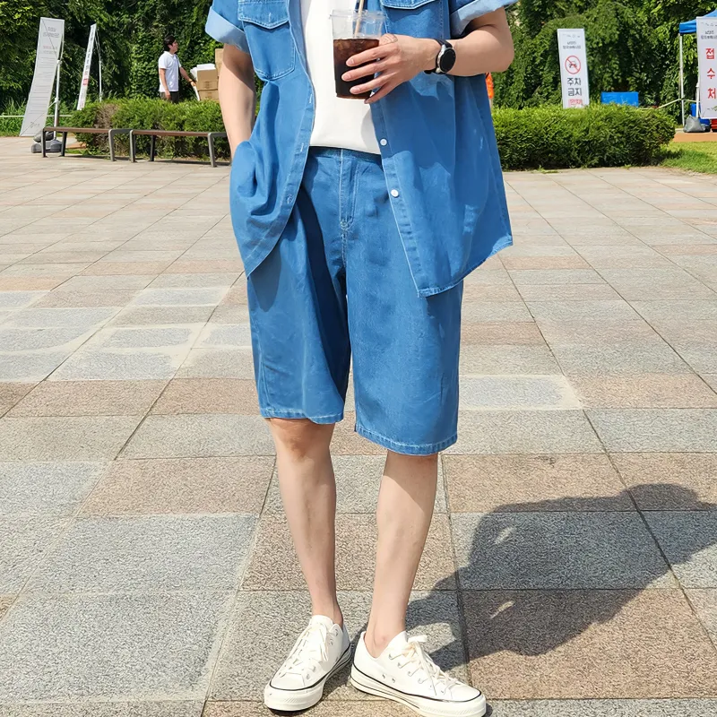 I'm David Denim Shorts Unisex Blue-5