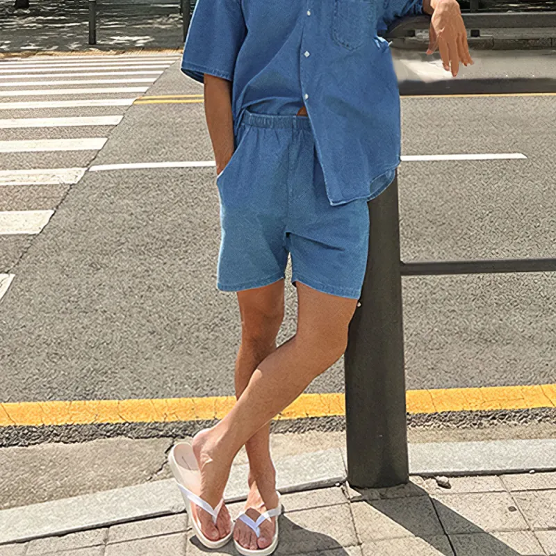 I'm David Denim Shorts Unisex Blue-2