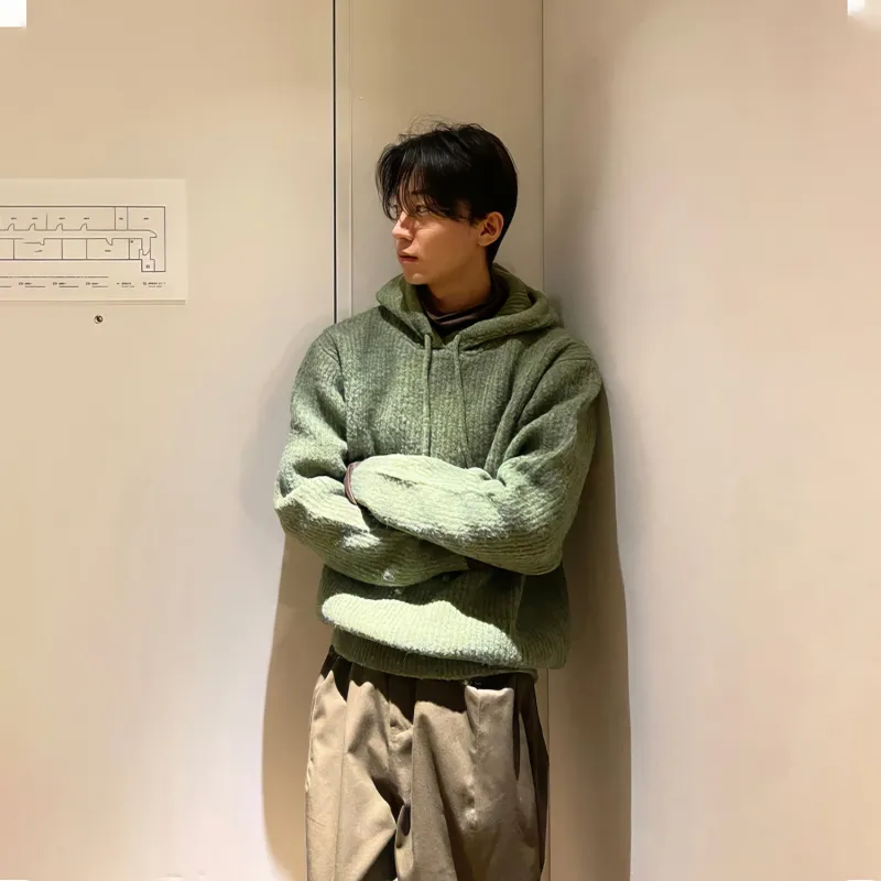 I'm David Knitwear Unisex Army Green-2
