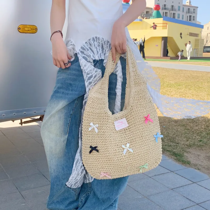 YZUE Straw Woven Shoulder Bag Women's Multicolor-6