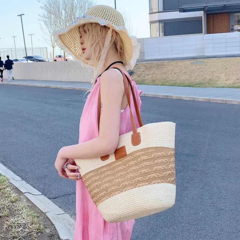 YZUE Woven Tote Bag, Shopping Bag, Underarm Bag, Shoulder Bag Women's Multicolor-11