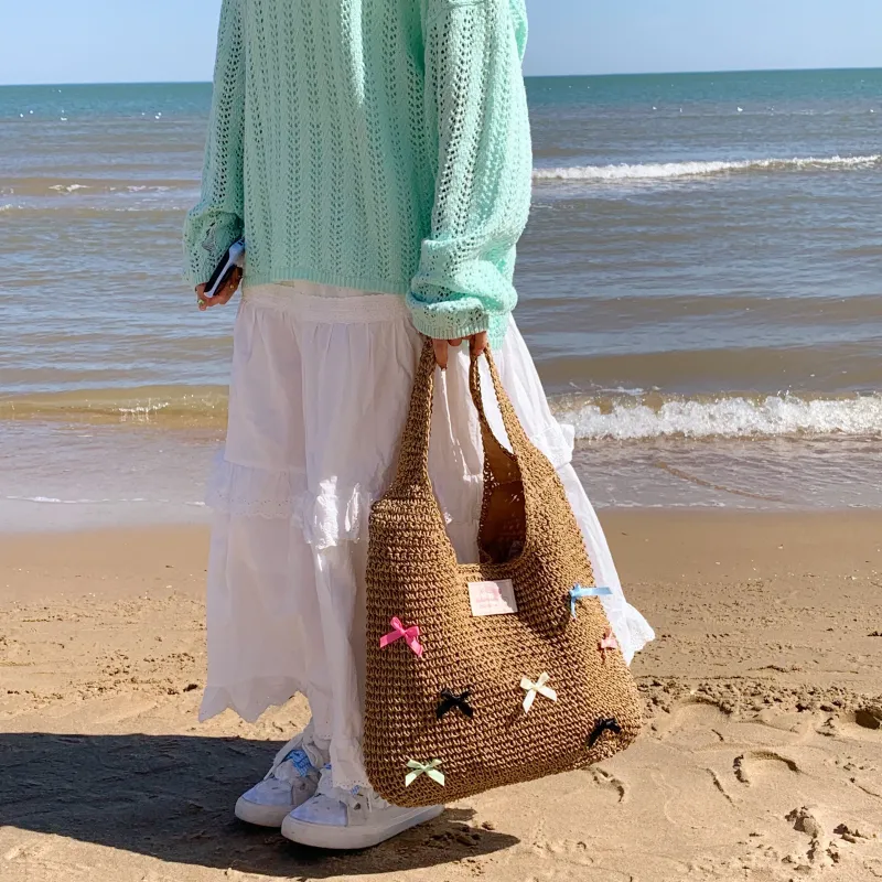 YZUE Straw Woven Shoulder Bag Women's Multicolor-1
