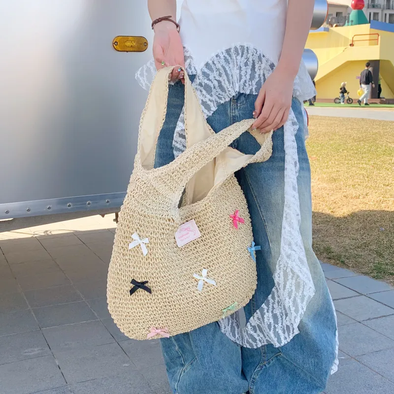 YZUE Straw Woven Shoulder Bag Women's Multicolor-7
