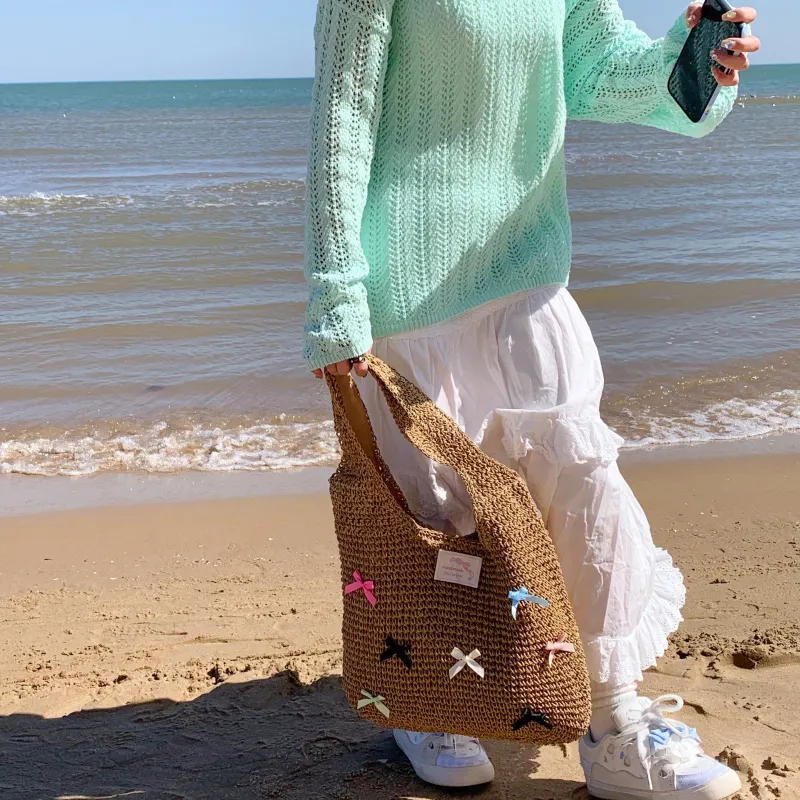YZUE Straw Woven Shoulder Bag Women's Multicolor-3