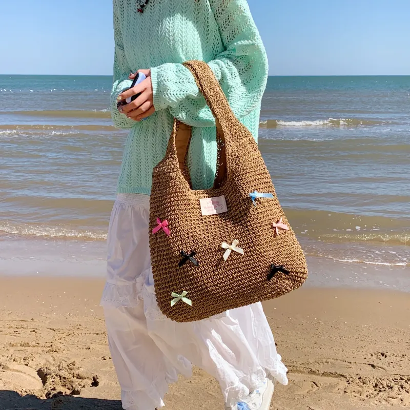 YZUE Straw Woven Shoulder Bag Women's Multicolor-2
