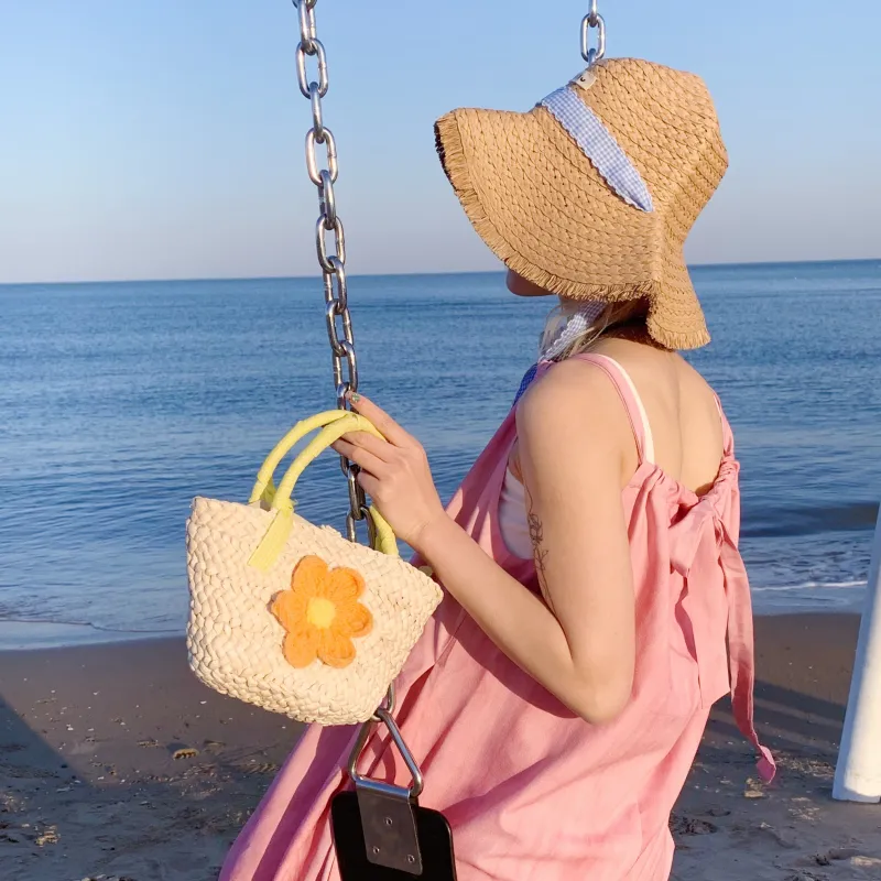 YZUE Woven Handbag Regular Women's Pink/Blue/Green/Yellow-17