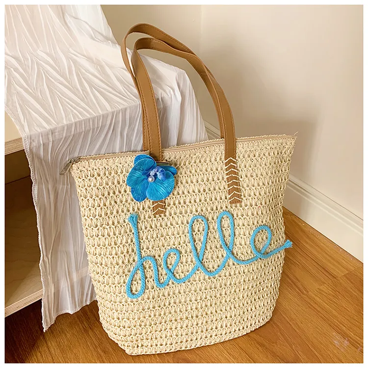 YZUE Woven Tote Bag, Tote Bag, Handbag, Armpit Shoulder Bag Women's Multicolor-7