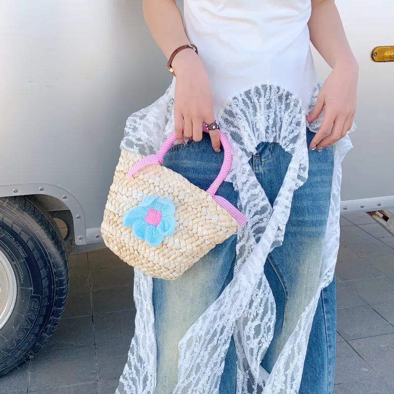 YZUE Woven Handbag Regular Women's Pink/Blue/Green/Yellow-6