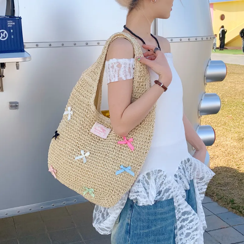 YZUE Straw Woven Shoulder Bag Women's Multicolor-8