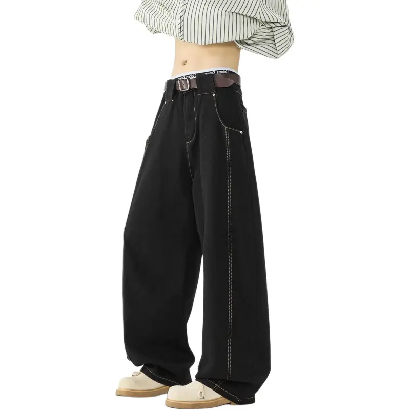 V37 Jeans Unisex Black-3