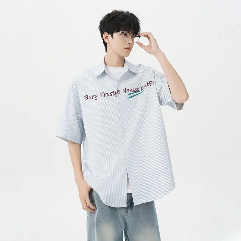 V37 Shirts Unisex Blue Stripes-3