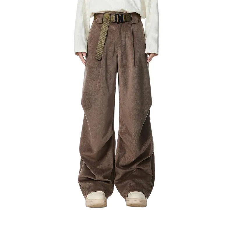 V37 Cleanfit Pleated Design Corduroy Parachute Casual Pants Unisex-3