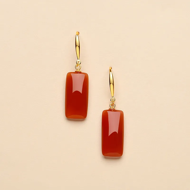 QIAOWUQIAONV Southern Red Agate Earrings Women's-1