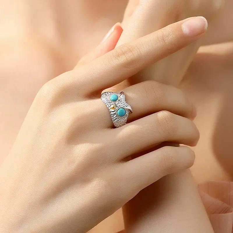 QIAOWUQIAONV Turquoise Rings Women's-1