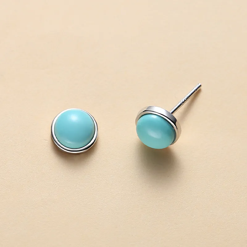 QIAOWUQIAONV Turquoise Stud Earrings Women's-2