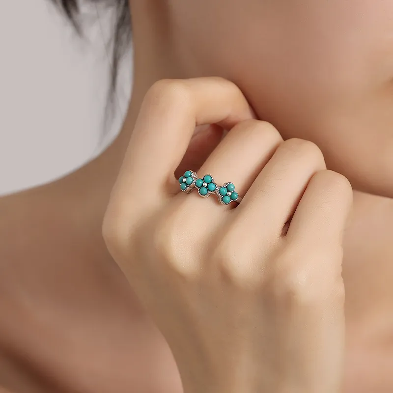 QIAOWUQIAONV Turquoise Rings Women's-5