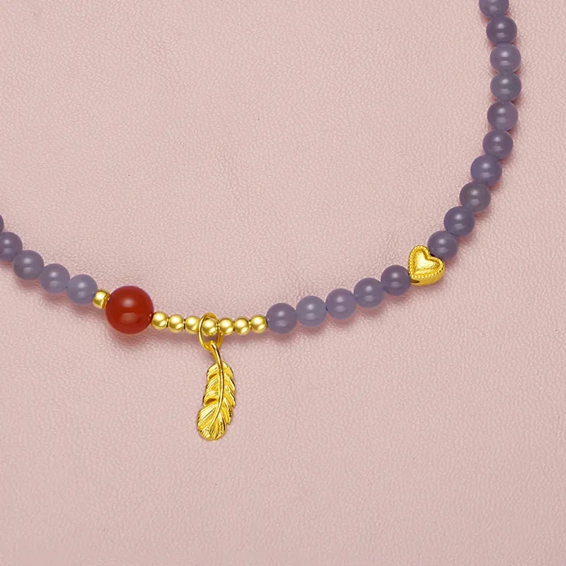 QIAOWUQIAONV Jade Anklet Smoky Purple Women's-3