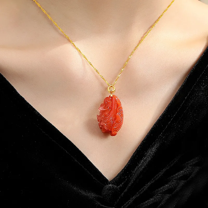 QIAOWUQIAONV Southern Red Agate Necklaces Women's-1
