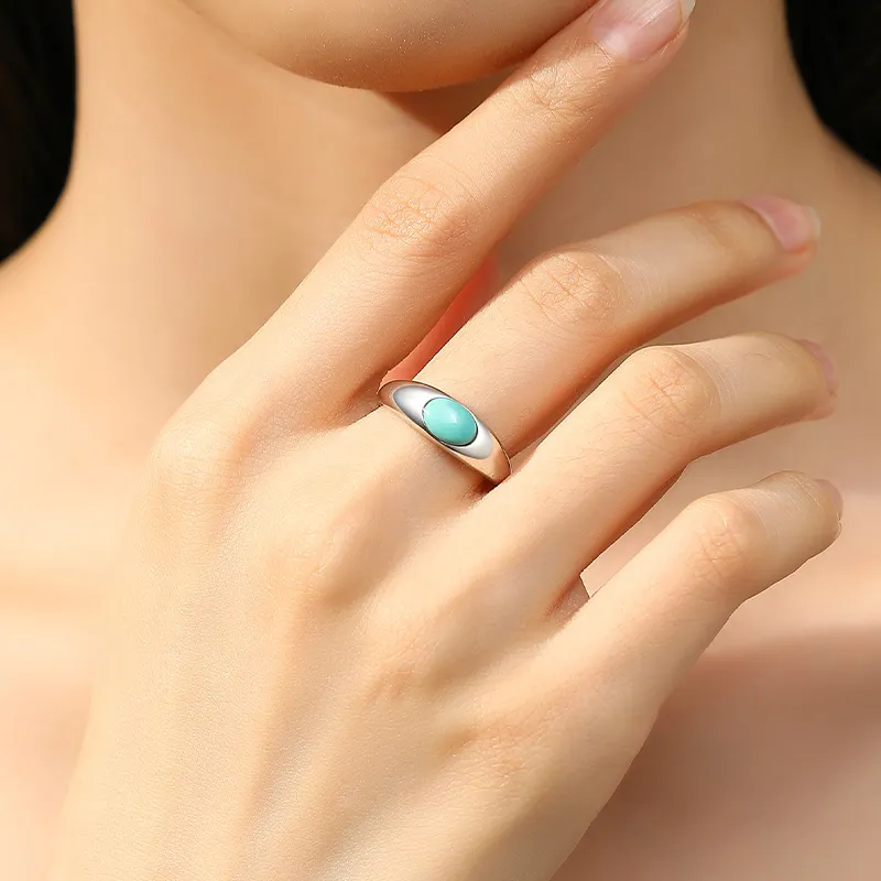 QIAOWUQIAONV Turquoise Rings Women's-3