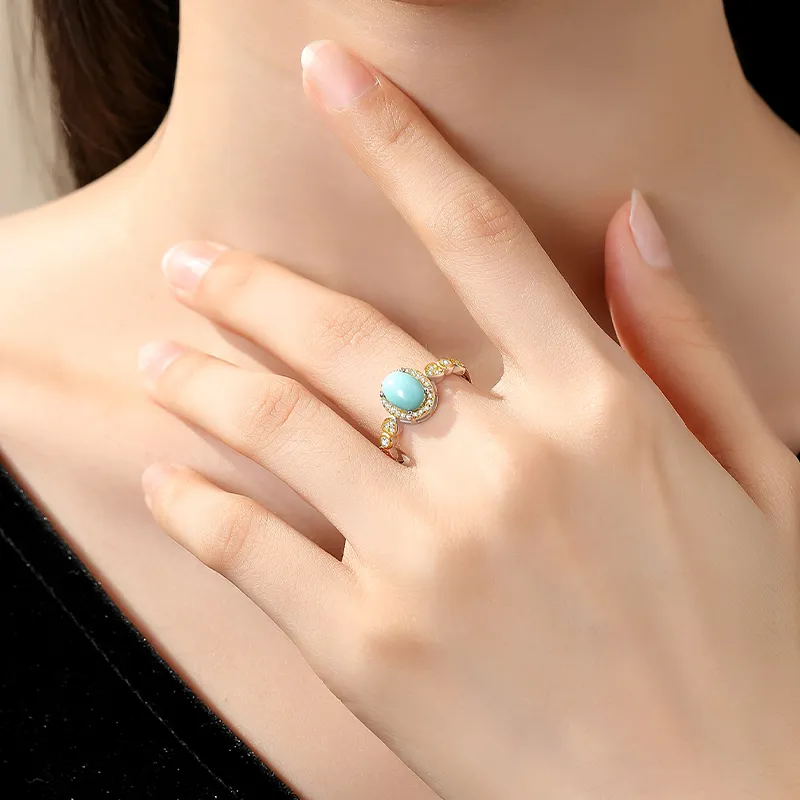 QIAOWUQIAONV Turquoise Rings Women's-5