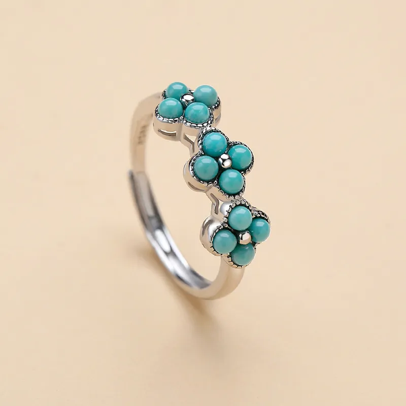 QIAOWUQIAONV Turquoise Rings Women's-3
