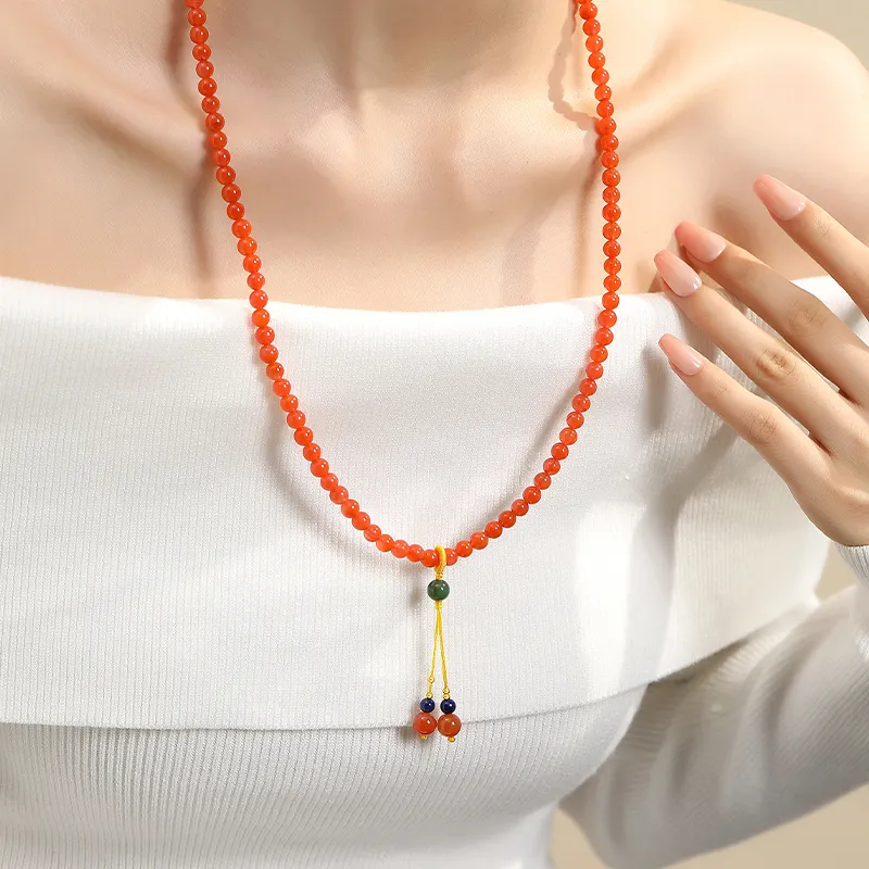 QIAOWUQIAONV Southern Red Agate Necklaces Women's-6
