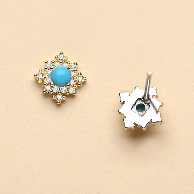 QIAOWUQIAONV Turquoises Stud Earrings Women's-2