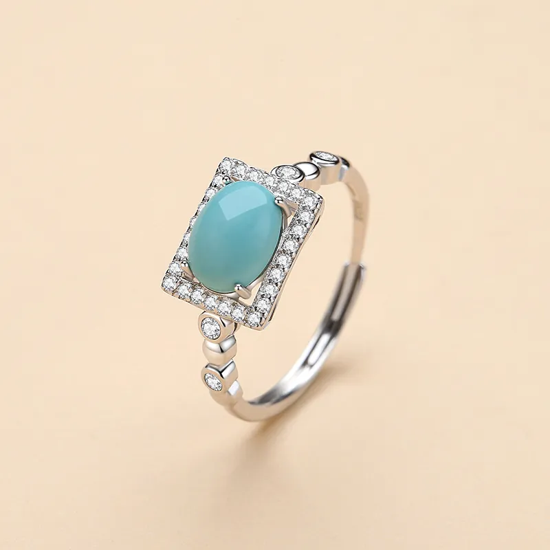 QIAOWUQIAONV Turquoise Rings Women's-3